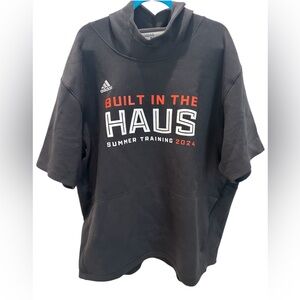 adidas Black Short-Sleeve Hoodie with 'Built in the HAUS' Graphic